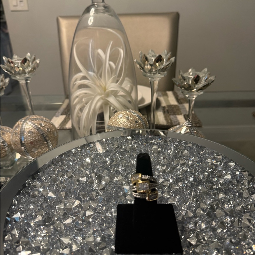 Designer Inspired Two Tone Cable Wrap Ring Pave C… - image 5